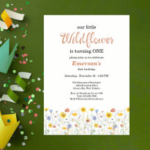 Whimsical Färgglad Vildblomma 1-års Födelsedagsfes