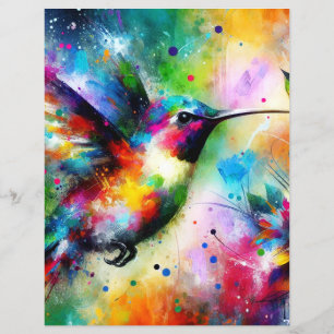 Whimsical Färgrik Kolibri Scrapbookpapper