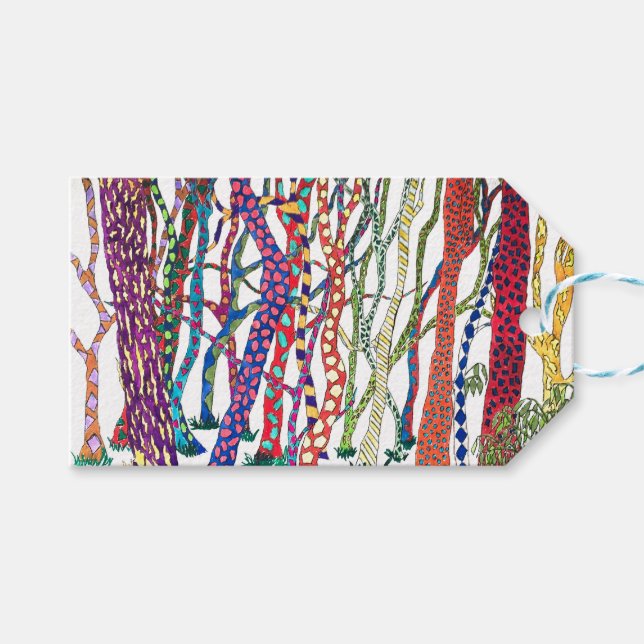 Whimsical Färgrik Vattenfärg Galen Skog  Presentetikett (Framsidan (Horisontell))