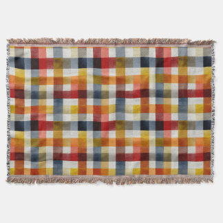 Whimsical Farmhouse Watercolor Plaid Filt