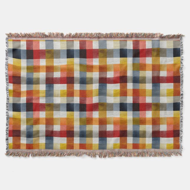 Whimsical Farmhouse Watercolor Plaid Filt (Framsidan)