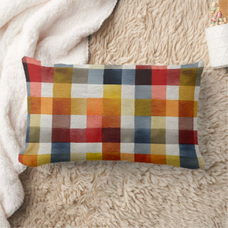 Whimsical Farmhouse Watercolor Plaid Lumbarkudde