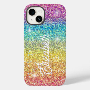 Whimsical Faux Ombre Rainbow Glitter Monogram