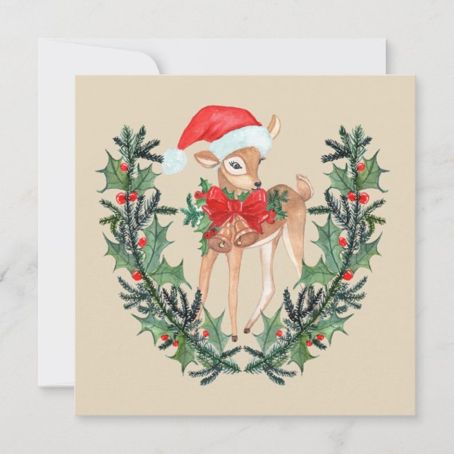Whimsical Fawn Krans Platt Kort (Framsida)