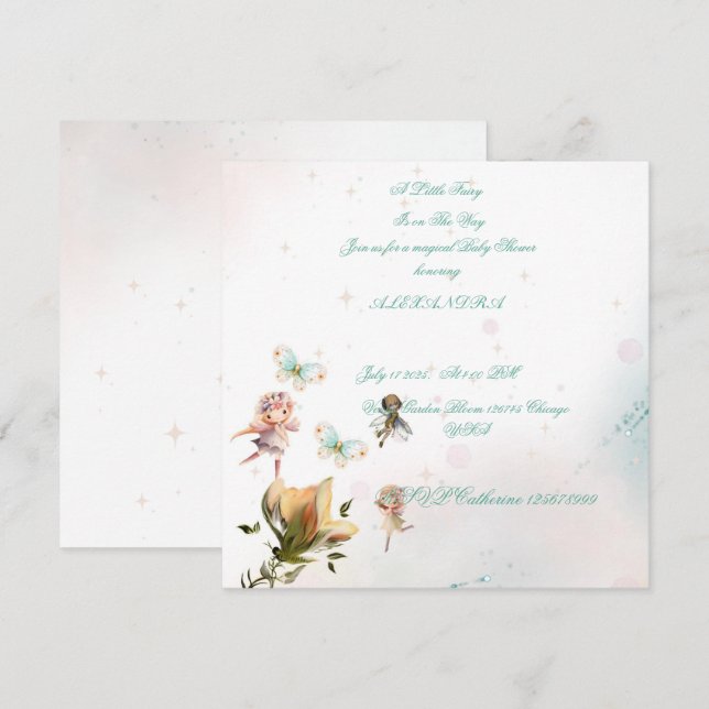 Whimsical Fe-gård bebjudningskort Inbjudningar (Fram/baksida)