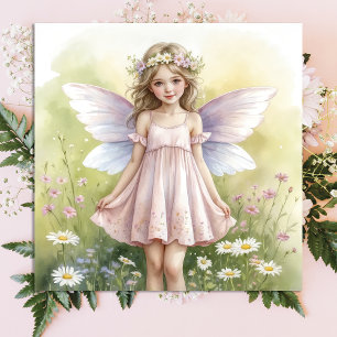 Whimsical Fe-girl i blomsterträdgård affisch