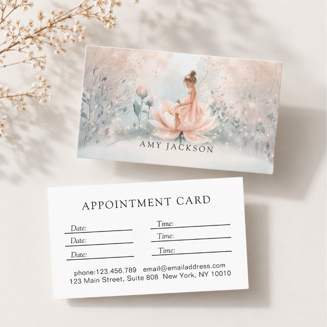 Whimsical Fe- möteskort Tidsbeställning Kort (Whimsical Fairy Appointment Card)