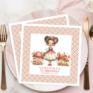 Whimsical Fe Pink Blommor Anpassat Namn Party Pappersservett