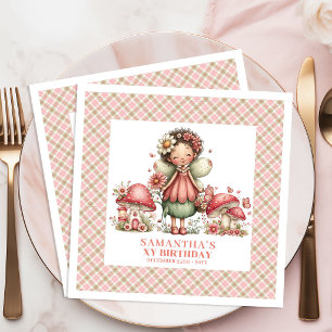 Whimsical Fe Pink Blommor Rosé Födelsedagsservett Pappersservett