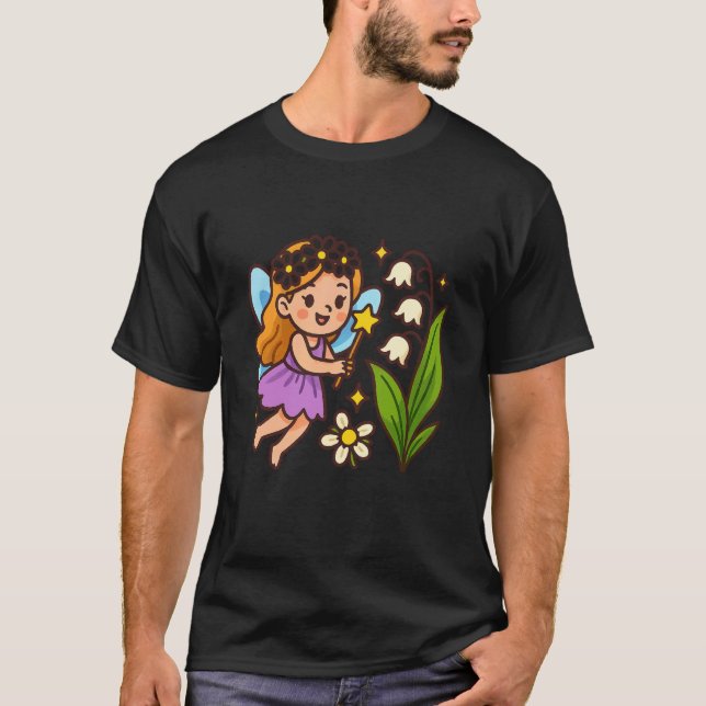 Whimsical Fée Förtrollning Söt Blomma T Shirt (Framsida)