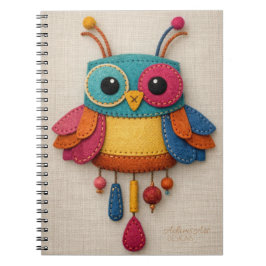 Whimsical Felt Owl Notebook – Colorful Handmade Anteckningsbok