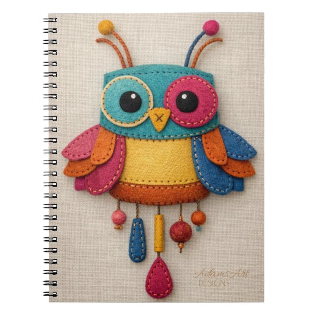 Whimsical Felt Uggle Anteckningsbok – Färgrik Hand (Framsidan)