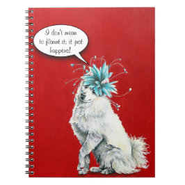 Whimsical Finare White Hund-bärbar dator Anteckningsbok Med Spiral