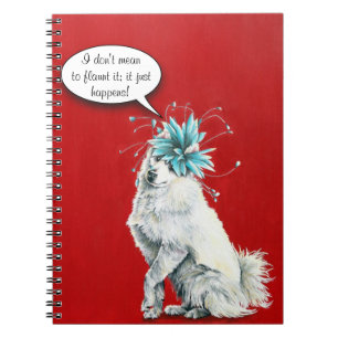 Whimsical Finare White Hund-bärbar dator Anteckningsbok Med Spiral