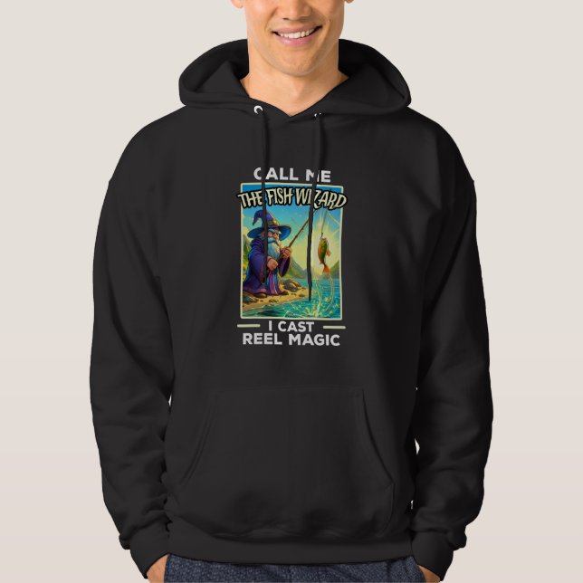 Whimsical Fishing Wizard Hoodie (Framsida)