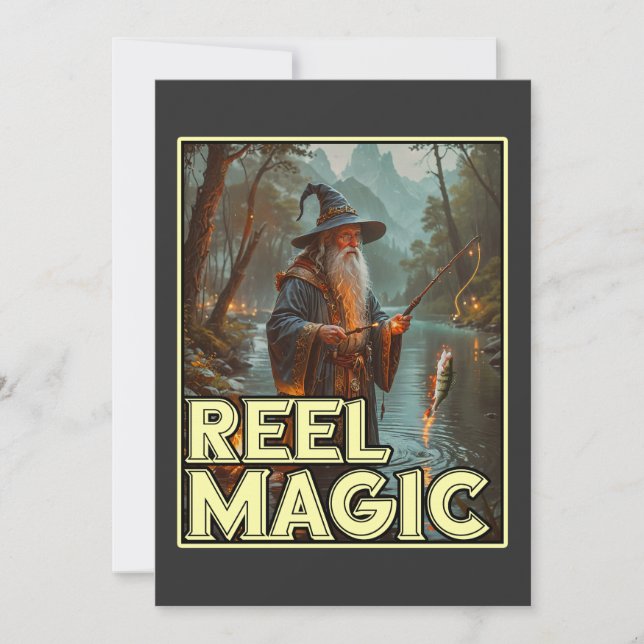 Whimsical Fishing Wizard Inbjudningar (Framsida)