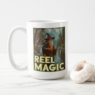Whimsical Fishing Wizard Kaffemugg