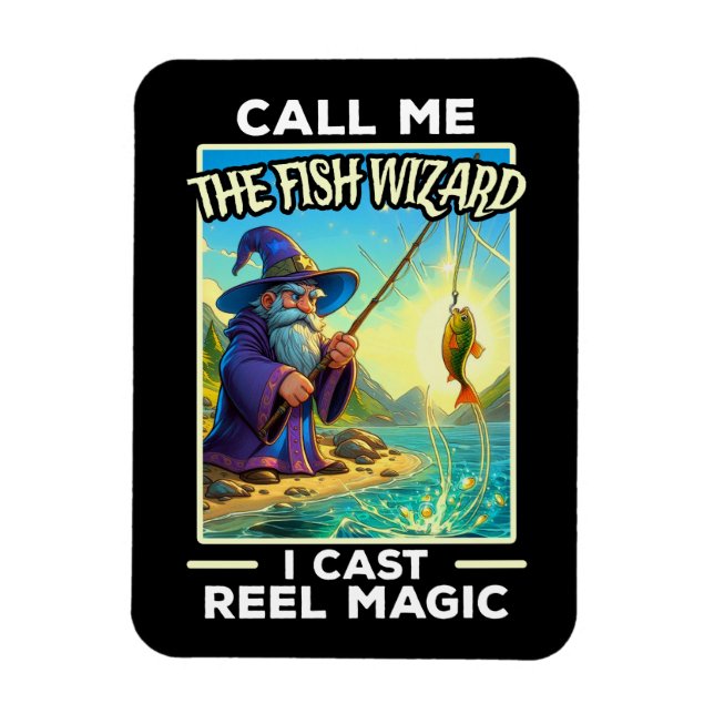 Whimsical Fishing Wizard Magnet (Vertikal)