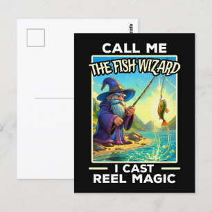 Whimsical Fishing Wizard Vykort