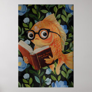 Whimsical Fisk Läsning Poster - Rolig Havs-tema