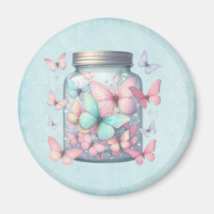 Whimsical fjäril i en burk magnet