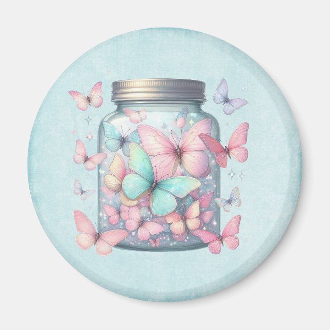Whimsical fjäril i en burk magnet (Framsidan)