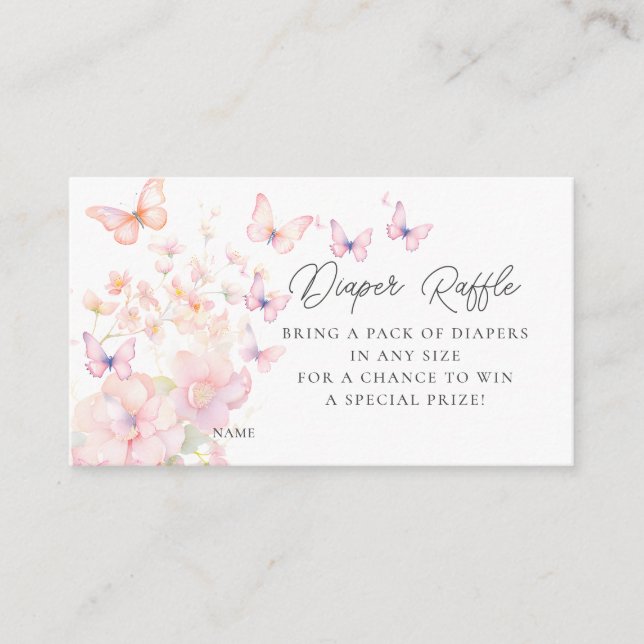 Whimsical fjärilar blöja lotteri tilläggskort (Framsida)