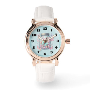 Whimsical fjärilar i en burk armbandsur