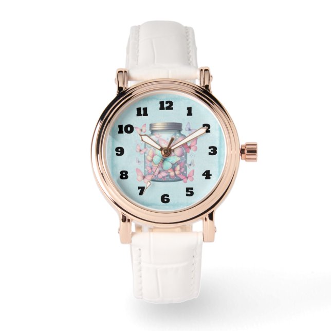 Whimsical fjärilar i en burk armbandsur (Framsida)