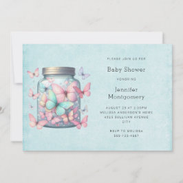 Whimsical fjärilar i en burk baby shower inbjudningar