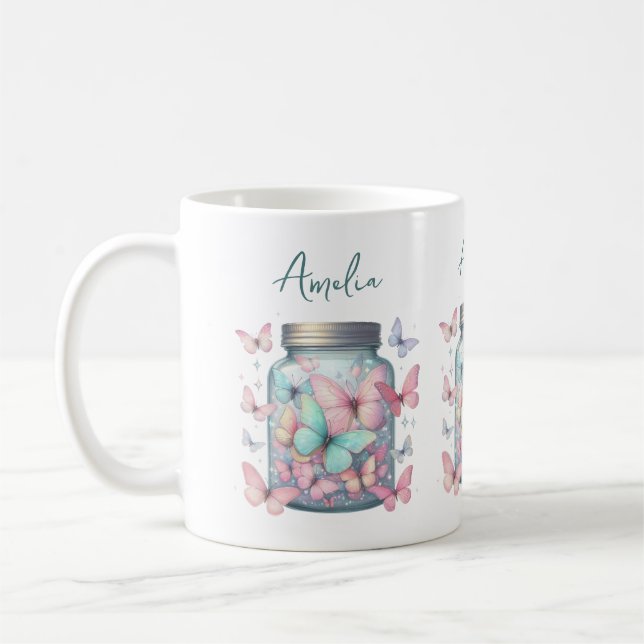 Whimsical Fjärilar i en burk Kaffemugg (Vänster)