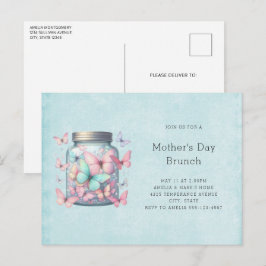 Whimsical fjärilar i en burk Morsdagsbrunch Inbjudan Vykort