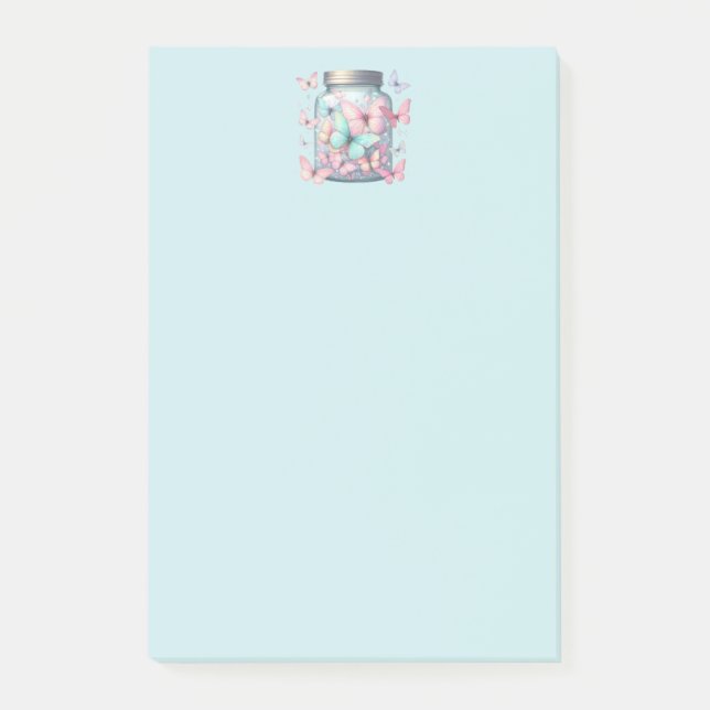 Whimsical fjärilar i en burk post-it block (Framsida)