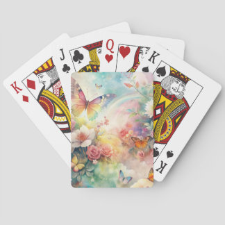 Whimsical fjärilar och blommor casinokort