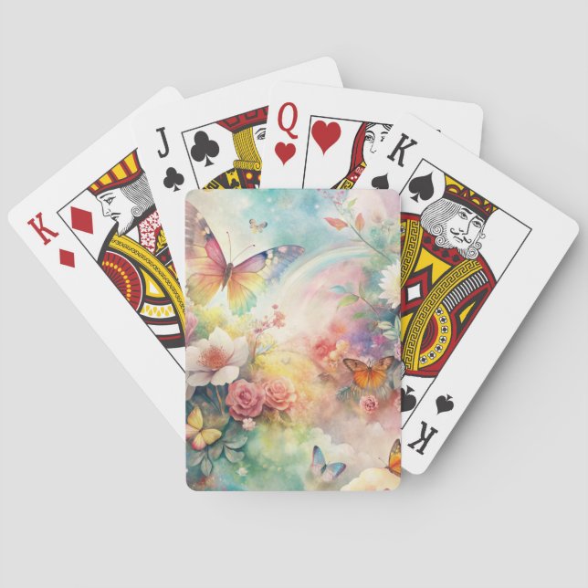 Whimsical fjärilar och blommor casinokort (Baksidan)