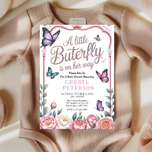 Whimsical fjärils-babyshower inbjudningar