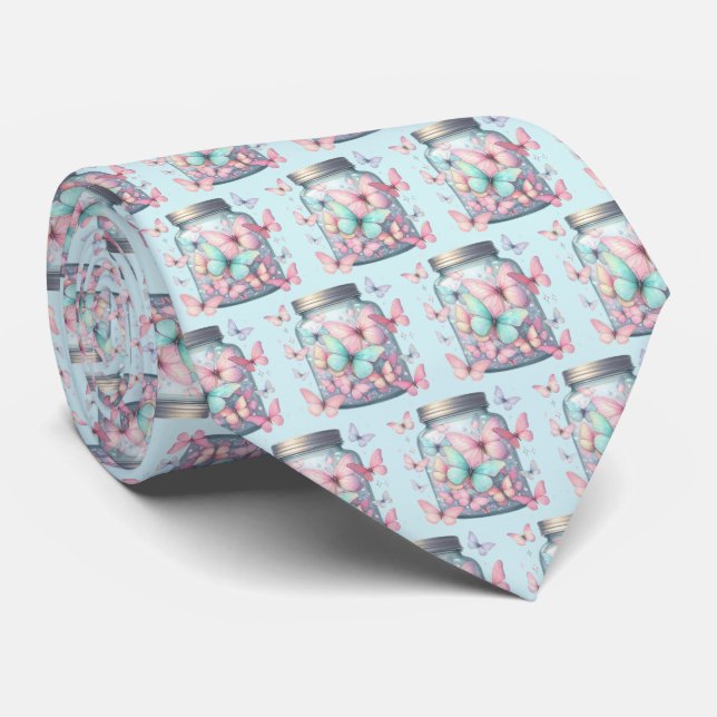 Whimsical fjärilsmönster i en burk slips (Rullad)