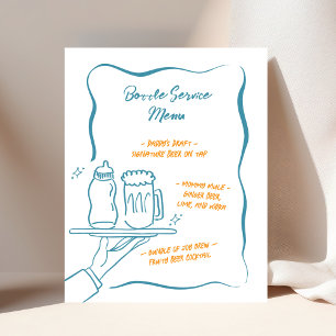 Whimsical Flaska Service Baby Shower Pub Menu Sign Poster