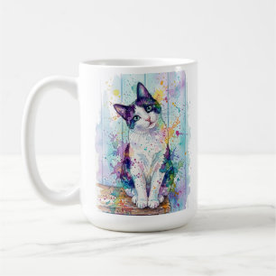 Whimsical Flerfärgad Watercolor Smokingdräkt Kitte Kaffemugg