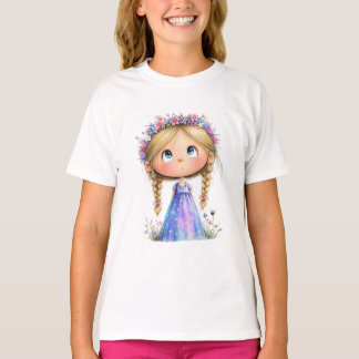 Whimsical flick krona flicka söta barn konst t shirt