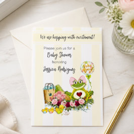 Whimsical flicka groda baby shower inbjudan