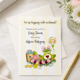 Whimsical flicka groda baby shower inbjudan