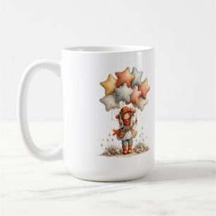 Whimsical Flicka med Ballonger Cottagecore Fantasy Kaffemugg