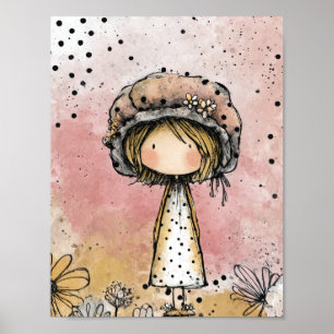 Whimsical flicka vattenfärg med blomaccent (7) poster