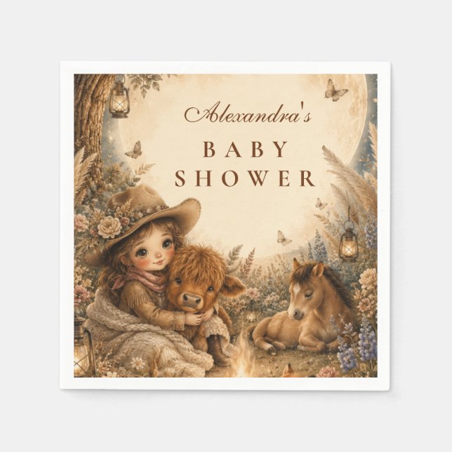 Whimsical Flickig Western Boho Barnrumsfest Pappersservett (Framsidan)