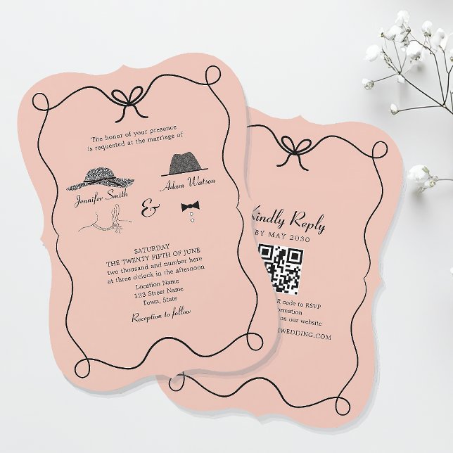 Whimsical Flitig QR Bröllopsinbjudan – Böjd Inbjudningar (Skapare uppladdad)