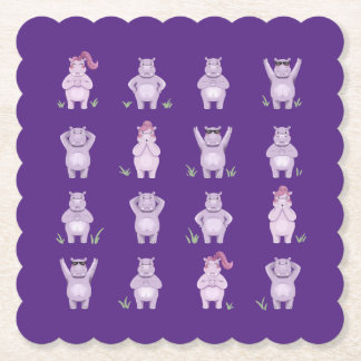 Whimsical flodhästdjur – flodhästar i kärlek underlägg papper
