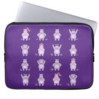 Whimsical flodhästsfigurer – flodhästar i kärlek laptop fodral