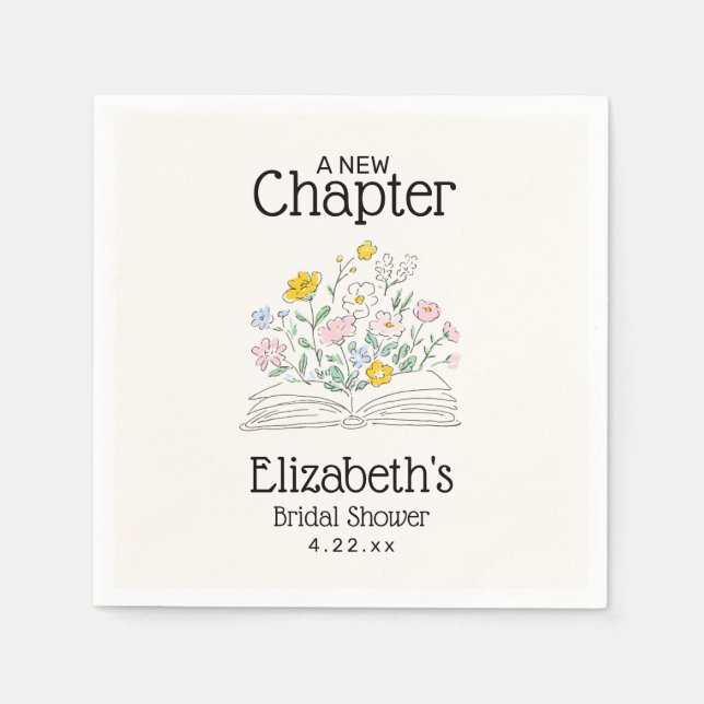 Whimsical Floral A New Chapter Bridal Shower  Pappersservett (Framsidan)