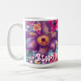 Whimsical Floral Abstract Art Teal Personalized  Kaffemugg